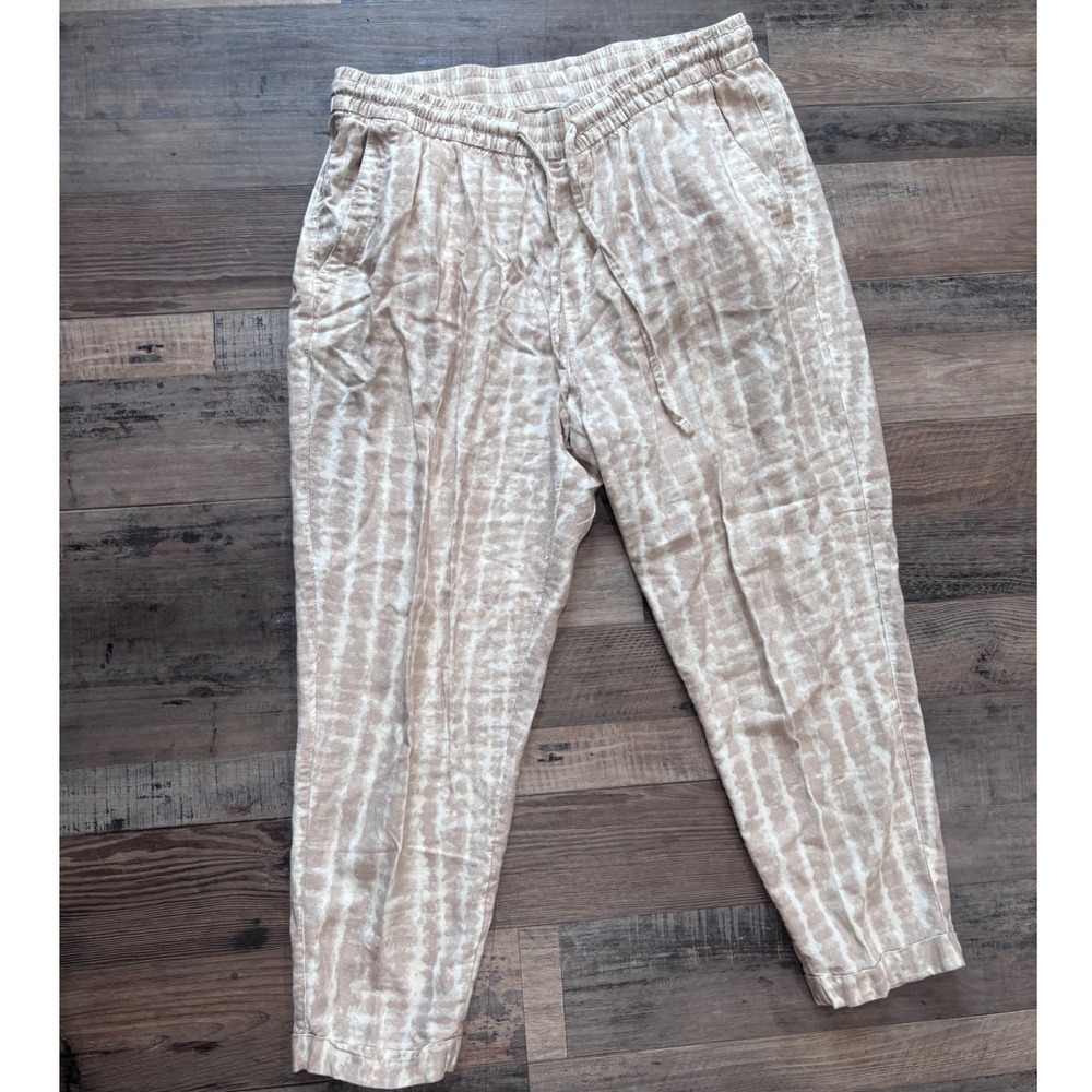 Old Navy Tan Tie Dye Linen Blend Jogger Pants Boho Resort Excellent Large